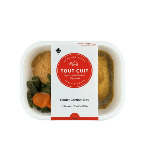 image du dessus de la boite de notre repas préparé de Poulet Cordon Bleu de la marque Tout Cuit