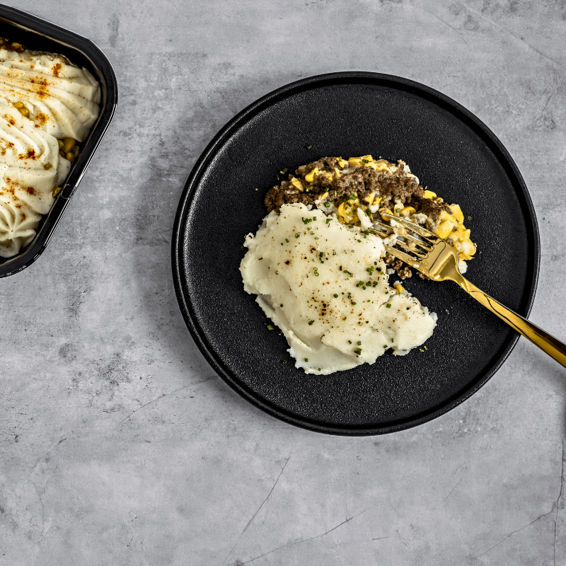 Photo de présentation du pâté chinois, spécialité québécoise vendu par Appétit Go. Prêt à être livré et dégusté.