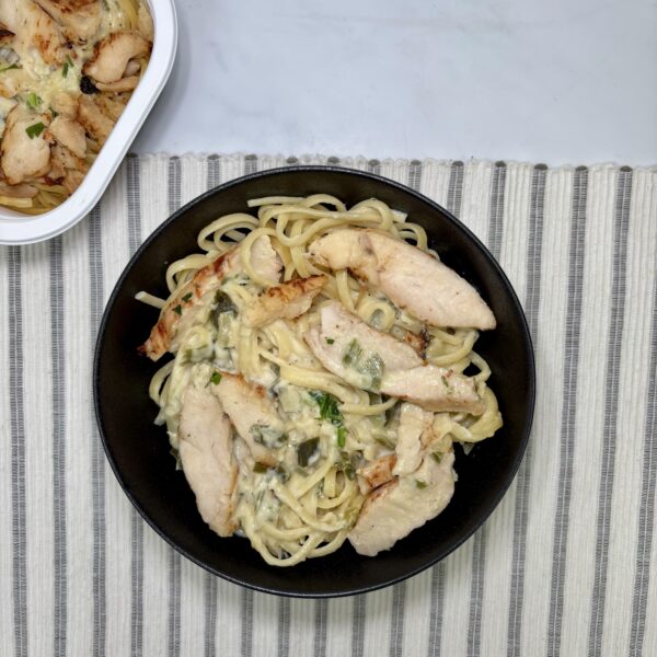 Linguines au poulet et poireaux